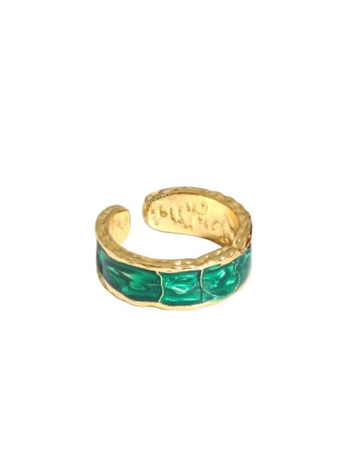 Gold [green] 925 Sterling Silver Cubic Zirconia Geometric Minimalist Band Ring